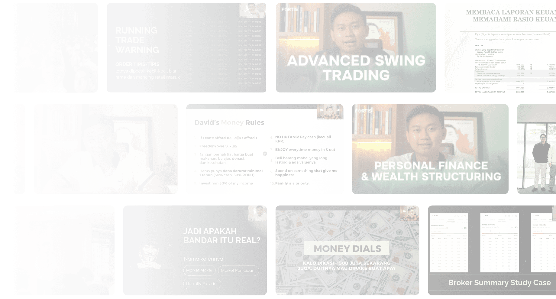 Fortis course library covering trading and personal finance