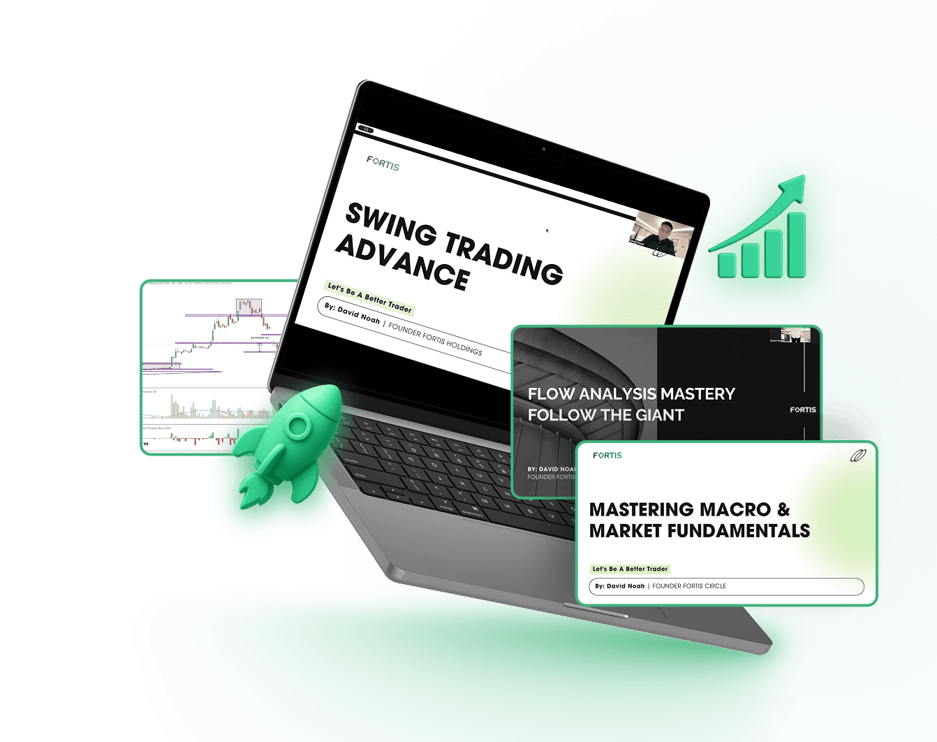 Fortis webinar courses displayed around a laptop